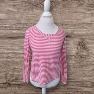 Pink and White Striped Long Sleeve Top Sz M